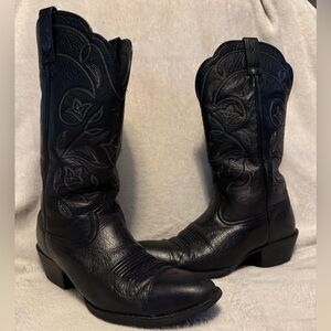 Black Leather Cowboy Boots